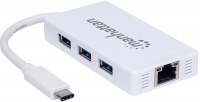 Фото - Картридер / USB-хаб MANHATTAN Type-C to 3-Port USB 3.0 Hub + RJ-45 