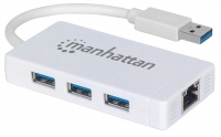 Фото - Картридер / USB-хаб MANHATTAN 3-Port USB 3.0 Hub + RJ45 
