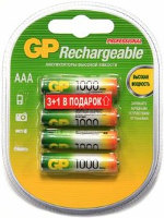 Аккумулятор / батарейка GP Rechargeable 4xAAA 1000 mAh (3+1) 