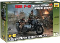 Фото - Сборная модель Zvezda R-12 German Motorcycle with Sidecar and Crew (1:35) 