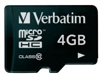Фото - Карта памяти Verbatim microSDHC Class 10 4 ГБ
