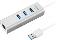 Фото - Картридер / USB-хаб ANKER Aluminum 3-Port USB 3.0 with Ethernet Hub 