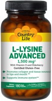 Фото - Аминокислоты Country Life L-Lysine Advanced 1500 mg 180 cap 