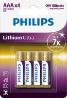 Фото - Аккумулятор / батарейка Philips Ultra Lithium 4xAAA 