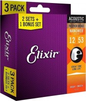 Фото - Струны Elixir Acoustic Phosphor Bronze NW Light 12-53 (3-Pack) 