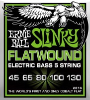 Фото - Струны Ernie Ball Slinky Flatwound Bass 5-String 45-130 