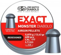 Фото - Пули и патроны JSB Exact Monster Diabolo Redesigned 4.5 mm 0.87 g 400 pcs 