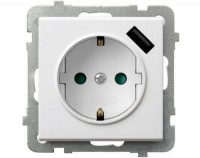 Фото - Розетка Ospel GP-1RSPUSB/m/00 белый