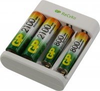 Фото - Зарядка аккумуляторных батареек GP E411 + 2xAA 2100 mAh + 2xAAA 800 mAh 