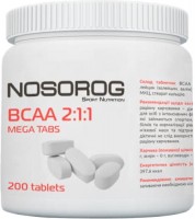 Фото - Аминокислоты Nosorog BCAA 2:1:1 Mega Tabs 200 tab 