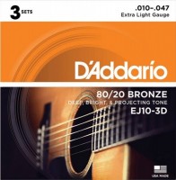 Фото - Струны DAddario 80/20 Bronze 10-47 (3-Pack) 