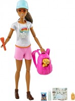 Фото - Кукла Barbie Hiking Doll Brunette with Puppy GRN66 