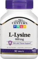 Фото - Аминокислоты 21st Century L-Lysine HCL 600 mg 90 tab 