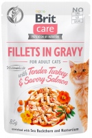 Фото - Корм для кошек Brit Care Fillets in Gravy Tender Turkey/Savory Salmon 85 g 