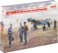 Фото - Сборная модель ICM Bf 109F-4 with German Ground Personnel (1:48) 