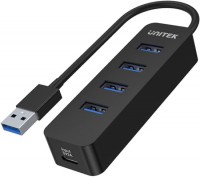 Фото - Картридер / USB-хаб Unitek uHUB Q4 4 Ports Powered USB 3.0 Hub with USB-C Power Port 