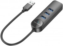 Фото - Картридер / USB-хаб Borofone DH6 Erudite 4-in-1 3xUSB3.0 + RJ45