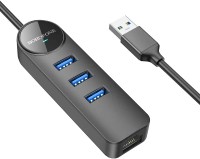 Фото - Картридер / USB-хаб Borofone DH6 Erudite 4-in-1 3xUSB3.0 + RJ45 (1.2m)