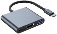 Фото - Картридер / USB-хаб Alogy HUB 3in1 USB C to HDMI + USB-A + USB-C 4K 60Hz 