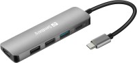 Фото - Картридер / USB-хаб Sandberg USB-C Dock HDMI+3xUSB+PD 100W 