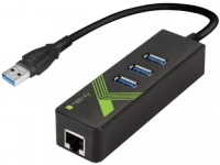 Фото - Картридер / USB-хаб TECHLY USB3.0 Gigabit Ethernet Adapter Converter with 3-Port Hub 