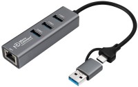 Фото - Картридер / USB-хаб Microconnect USBHUB-RJ45-2IN1 