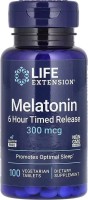 Фото - Аминокислоты Life Extension Melatonin 6 Hour Timed Release 300 mcg 100 tab 