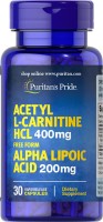 Фото - Сжигатель жира Puritans Pride Acetyl L-Carnitine 400 mg/Alpha Lipoic Acid 200 mg 30 шт