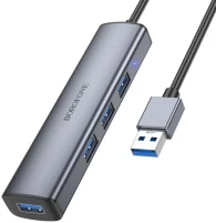 Фото - Картридер / USB-хаб Borofone DH12 Smart 4-in-1 USB to USB3.0x4 (1.2m) 