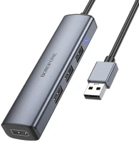 Фото - Картридер / USB-хаб Borofone DH12 Smart 4-in-1 USB to USB2.0x4 (1.2m) 