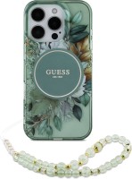 Фото - Чехол GUESS IML Flowers with Pearl Strap MagSafe for iPhone 16 Pro 