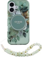 Фото - Чехол GUESS IML Flowers with Pearl Strap MagSafe for iPhone 16 