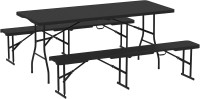 Фото - Туристическая мебель Outsunny Rattan Effect Folding Picnic Table and Bench Set w/ Handles 