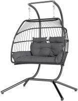 Фото - Садовая качель Outsunny Rattan Double Hanging Egg Chair with Stand