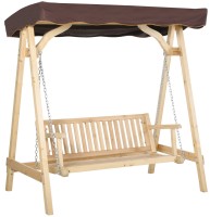 Фото - Садовая качель Outsunny Wooden Porch Swing Bench, 2-Seater Outdoor Swing Glider with Adjustable Canopy, Adjustable Hanging Chains