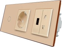 Фото - Розетка Livolo VL-C701SC1EU1USBC1A-13 золотистый