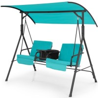 Фото - Садовая качель Costway 2 Person Outdoor Porch Swing with Canopy and 23L Cooler Bag
