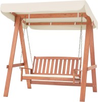 Фото - Садовая качель Costway Wood Porch Swing with Canopy, A Frame and Soft Seat Cushions