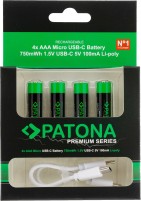 Фото - Аккумулятор / батарейка Patona 4xAAA 750 mWh USB-C