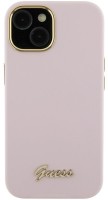 Фото - Чехол GUESS Silicone Script Metal Logo for iPhone 15