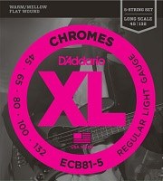 Фото - Струны DAddario XL Chromes Bass Flat Wound 5-String 45-132 