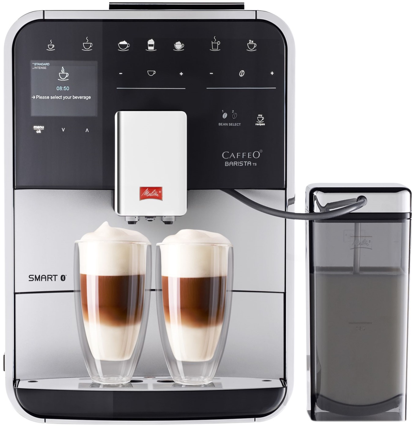 ▷ Сравнение Melitta Caffeo Barista TS Smart F85/0-101 серебристый vs  Siemens EQ.9 s300 TI903209RW черный: Программы и регулировки ·  Характеристики