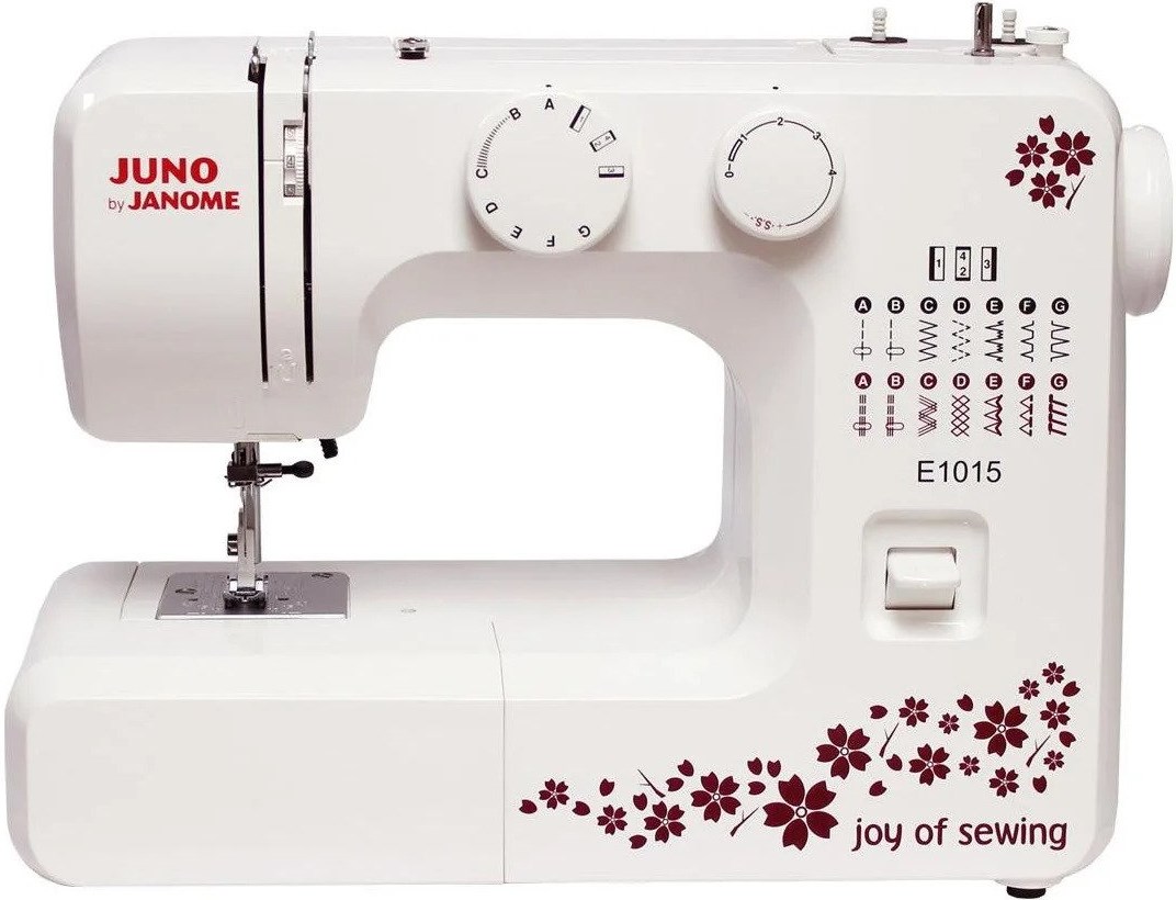 ▷ Сравнение Janome Juno E1015 vs Janome Juno 513 : Технические хар-ки ·  Функции и возможности · Возможности регулировки · Лапки в комплекте · Общие  характеристики